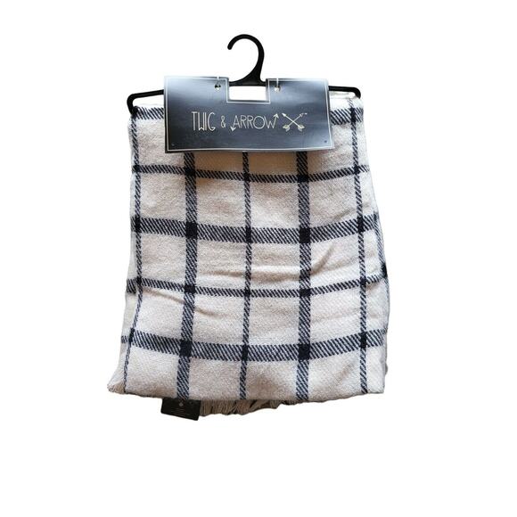 Twig & Arrow Accessories - Twig & Arrow Blanket Scarf Plaid Cream Black Fall Winter NWT